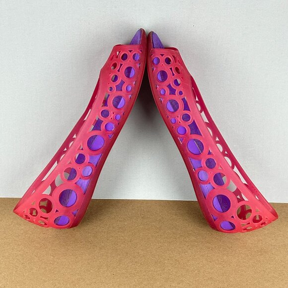 Crocs Adrina Jelly Ballet Flats Junior Girls 6 Pink Purple Circles Slip On Open - Picture 6 of 10